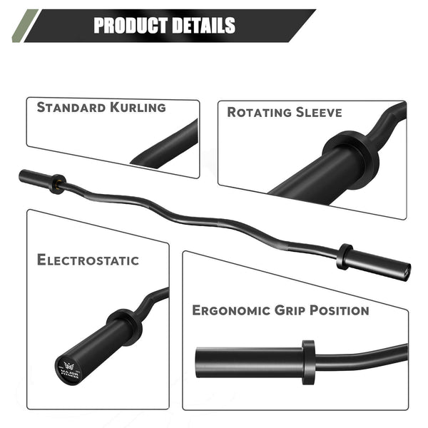 Major Fitness 122CM Olympic EZ Curl Barbell