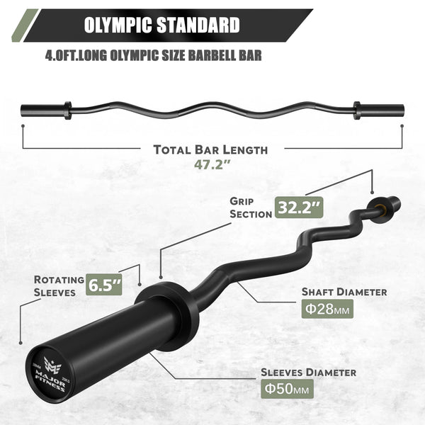 Major Fitness 122CM Olympic EZ Curl Barbell