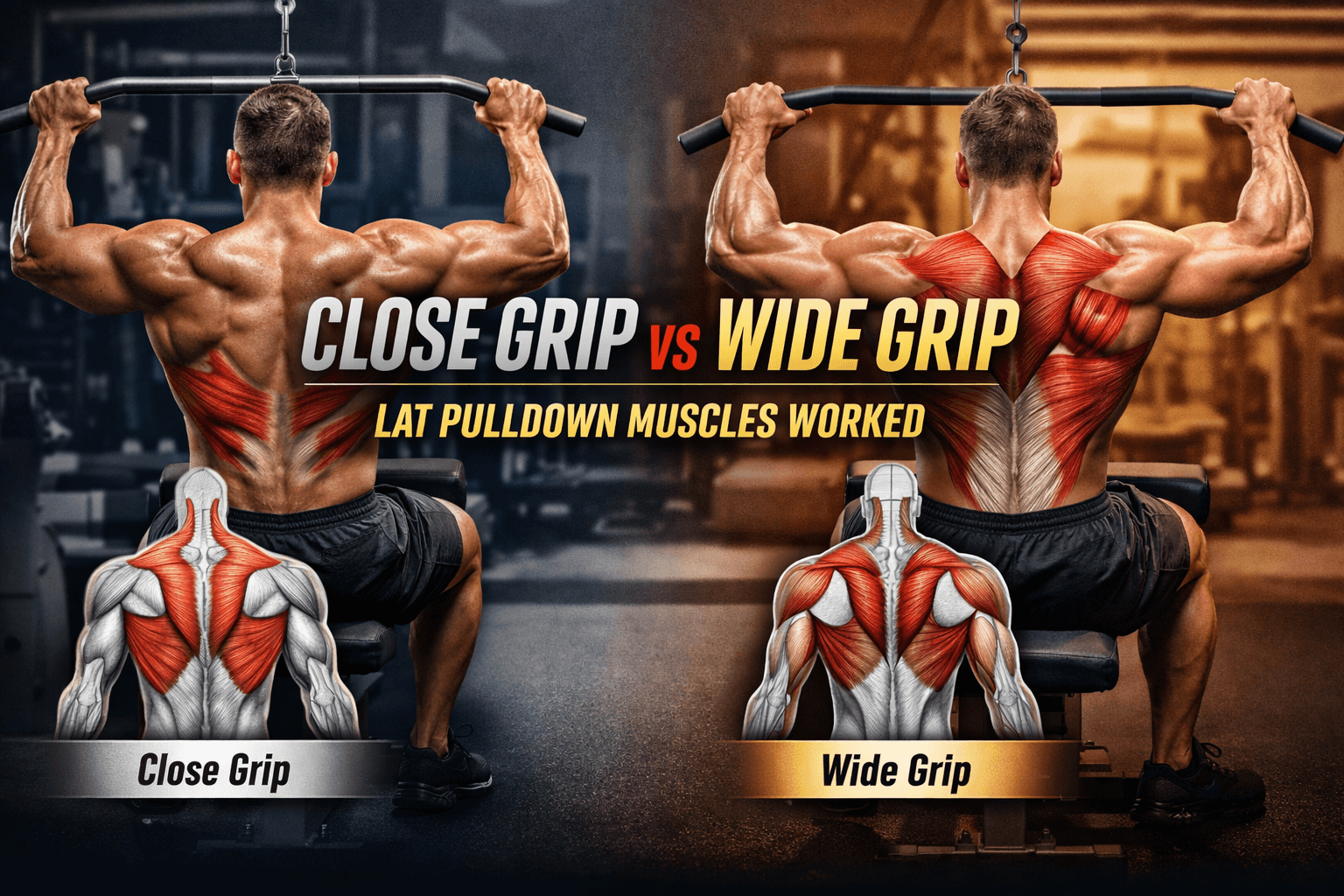 Close Grip vs Wide Grip Lat Pulldown Muscles Worked - Major Fitness AU Blog
