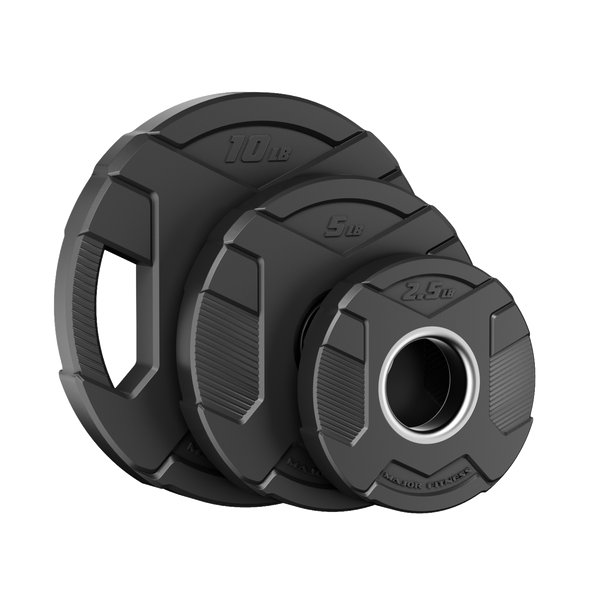 Major Fitness Rubber Coated Olympic Cast Iron Grip Plates
