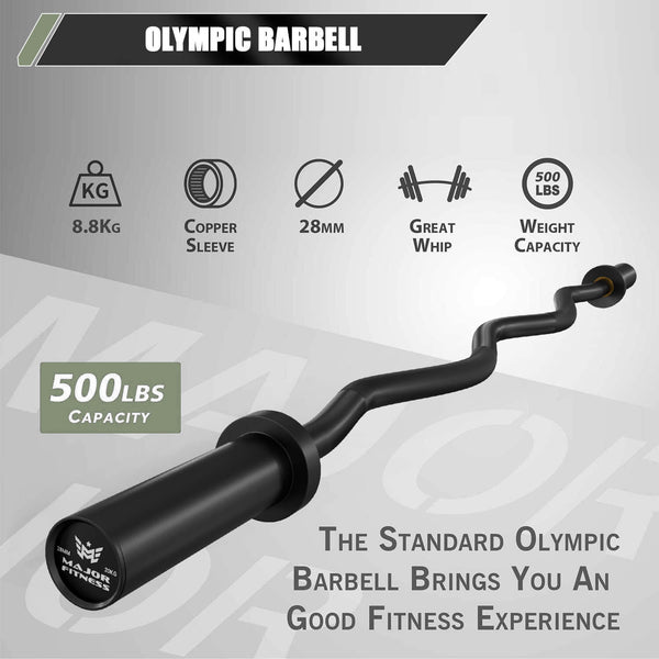 Major Fitness 122CM Olympic EZ Curl Barbell