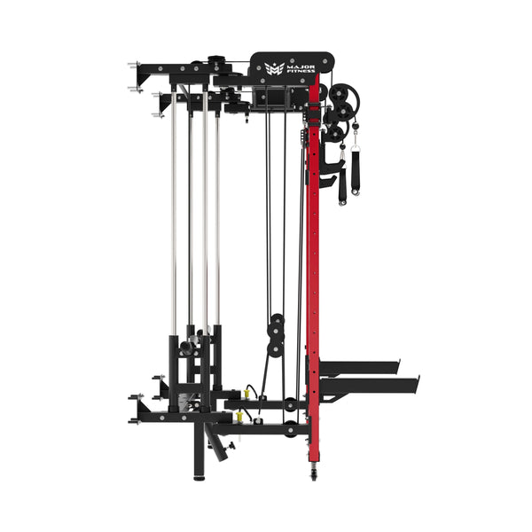 Major Fitness home gym power rack lightning f35 red left view
