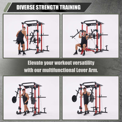 Training with the lever arm mounted on a power rack, demonstrating seated chest press, standing press and more!